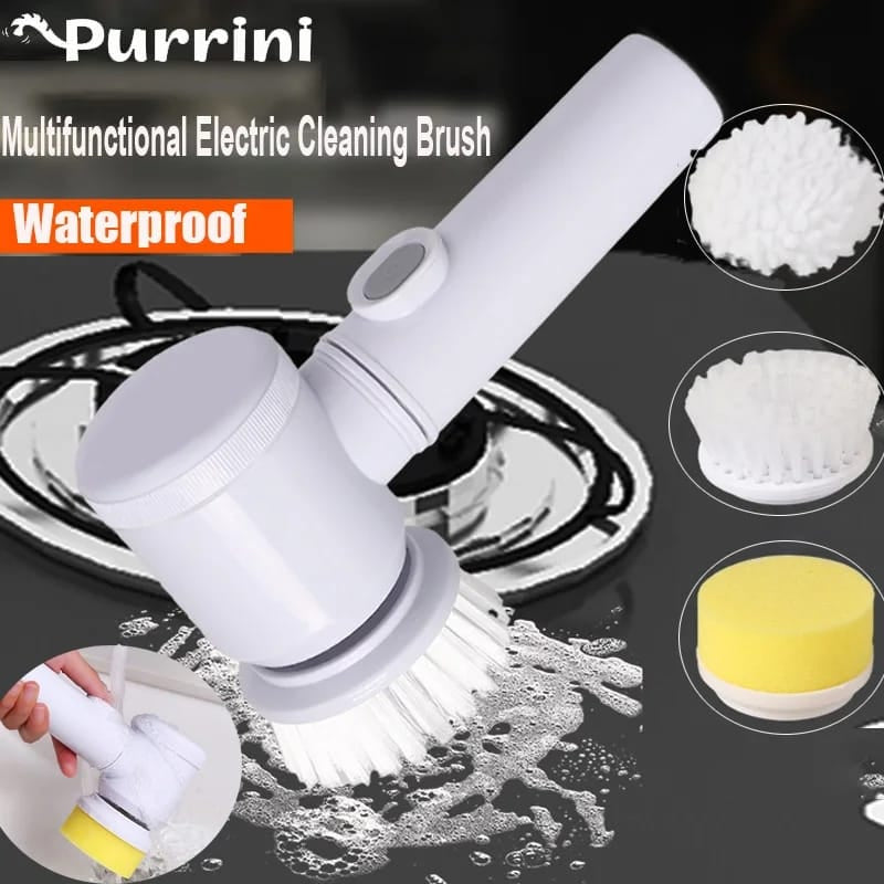 5 in1 Rechargeable Magic Brush | Car Waxing Handheld Scrubber | 360 Degree Rotate with 3 Replaceable Multipurpose Brush |