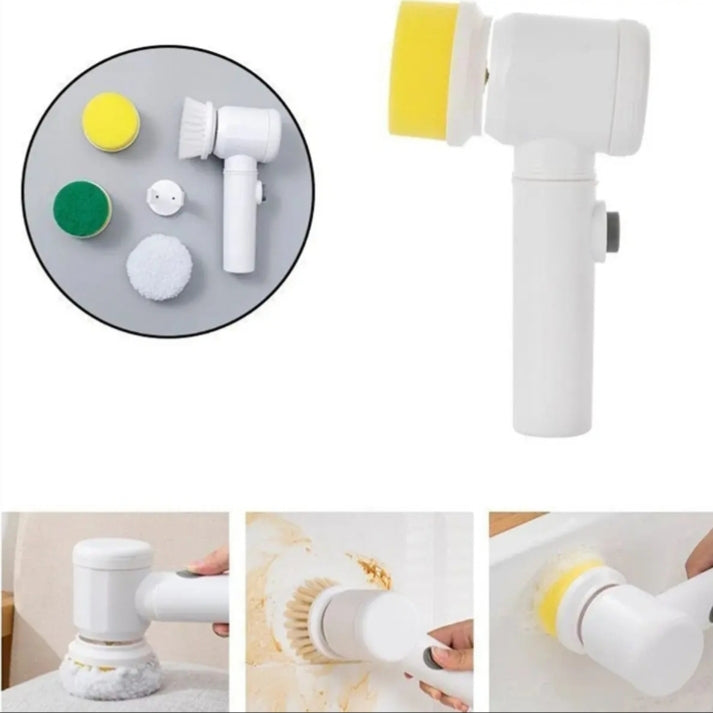5 in1 Rechargeable Magic Brush | Car Waxing Handheld Scrubber | 360 Degree Rotate with 3 Replaceable Multipurpose Brush |
