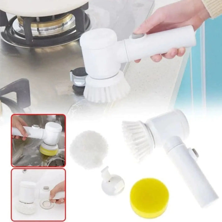 5 in1 Rechargeable Magic Brush | Car Waxing Handheld Scrubber | 360 Degree Rotate with 3 Replaceable Multipurpose Brush |